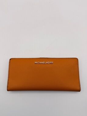 Michael Kors Saffiano Leather Wallet Women’s Yellow Snap Closure